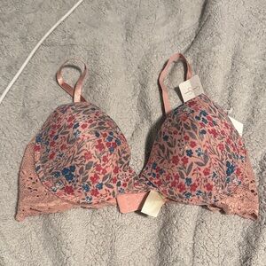 Jessica Simpson Pink Floral Lace Bra